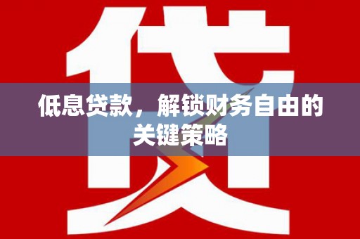 赤城低息贷款，解锁财务自由的关键策略