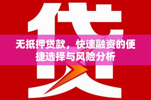 赤城无抵押贷款，快速融资的便捷选择与风险分析