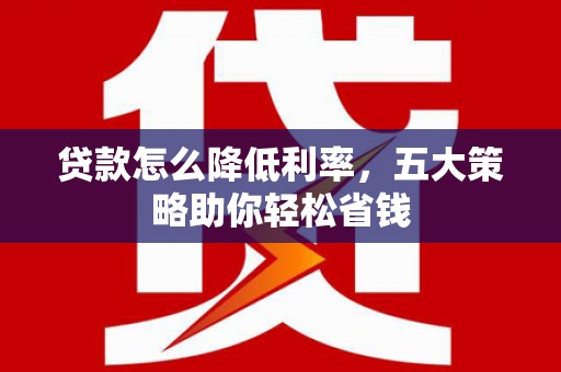 赤城贷款怎么降低利率，五大策略助你轻松省钱