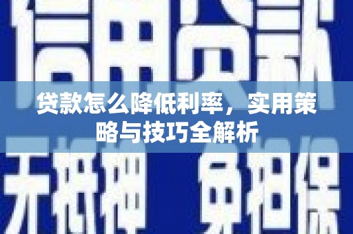 赤城贷款怎么降低利率，实用策略与技巧全解析