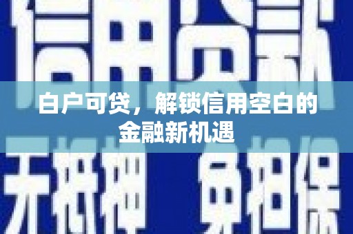赤城白户可贷，解锁信用空白的金融新机遇