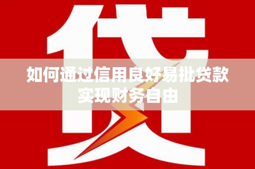 赤城如何通过信用良好易批贷款实现财务自由