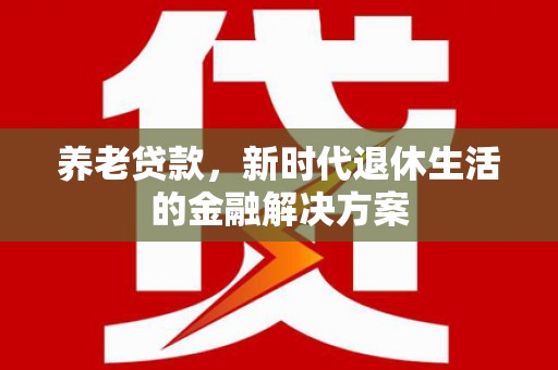 赤城养老贷款，新时代退休生活的金融解决方案